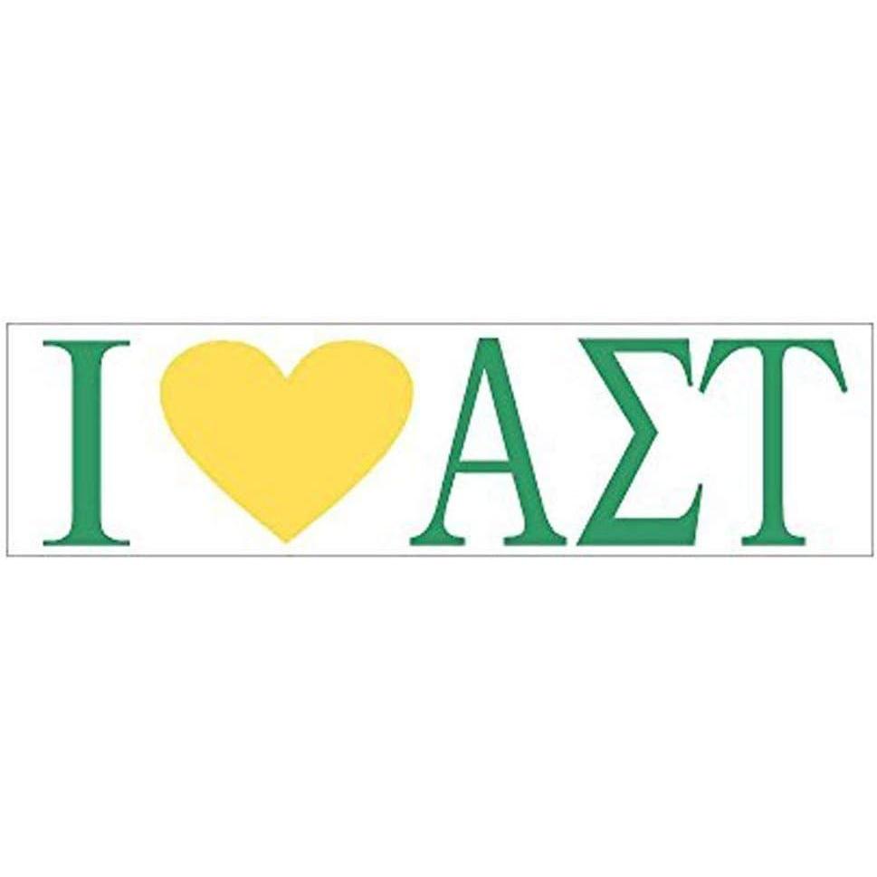 imageAlpha Sigma Tau AST I Love Bumper Sticker