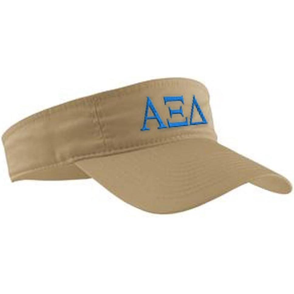 imageAlpha Xi Delta Greek Letter VisorKhaki WRoyal Blue Thread Color