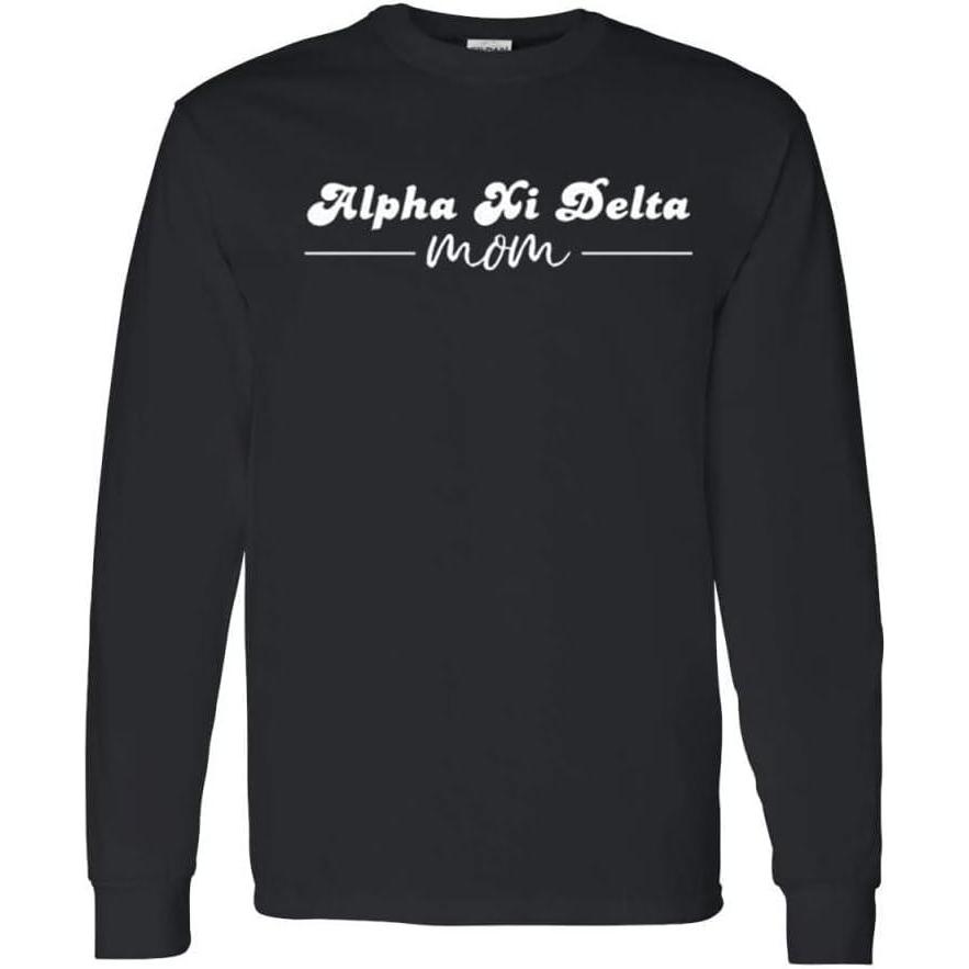 imageAlpha Xi Delta Line Mom Womens Long Sleeve TeeBlack