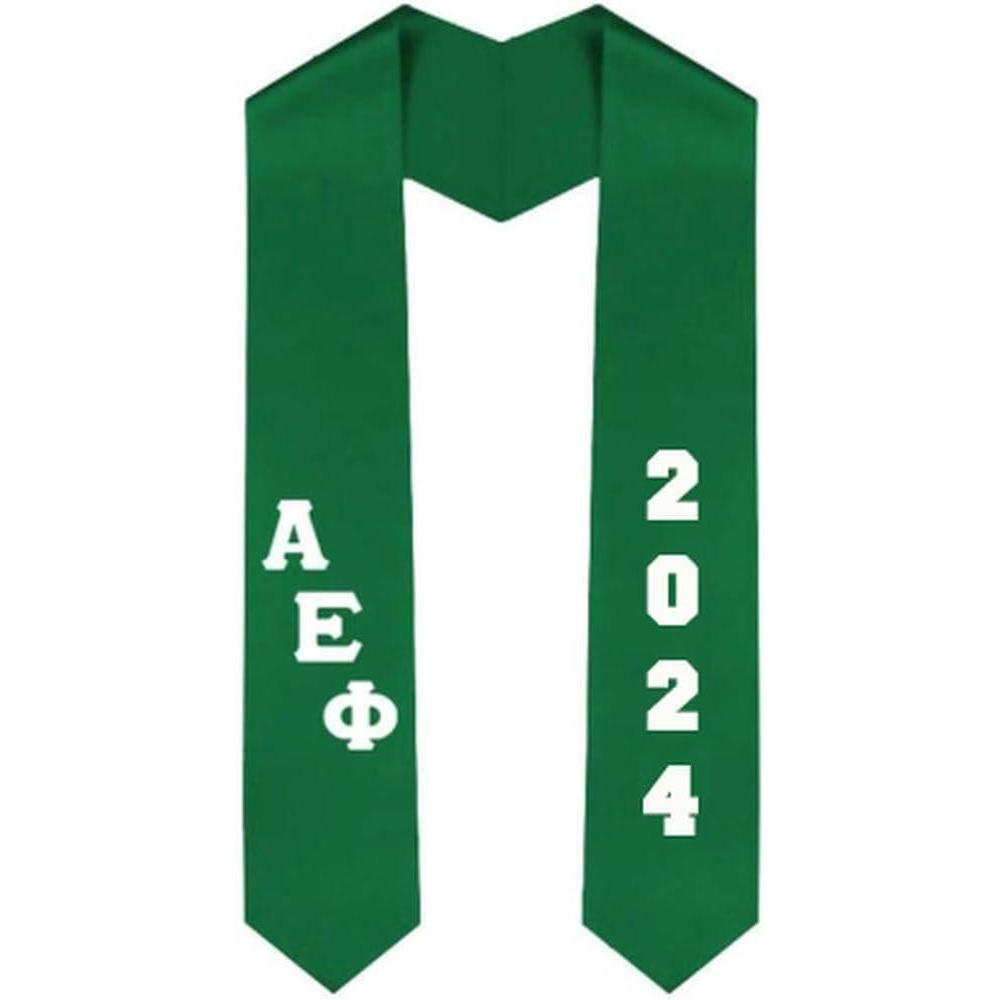 imageCustom Alpha Epsilon Phi Greek Diagonal Lettered Graduation Sash Stole with YearKelly Green