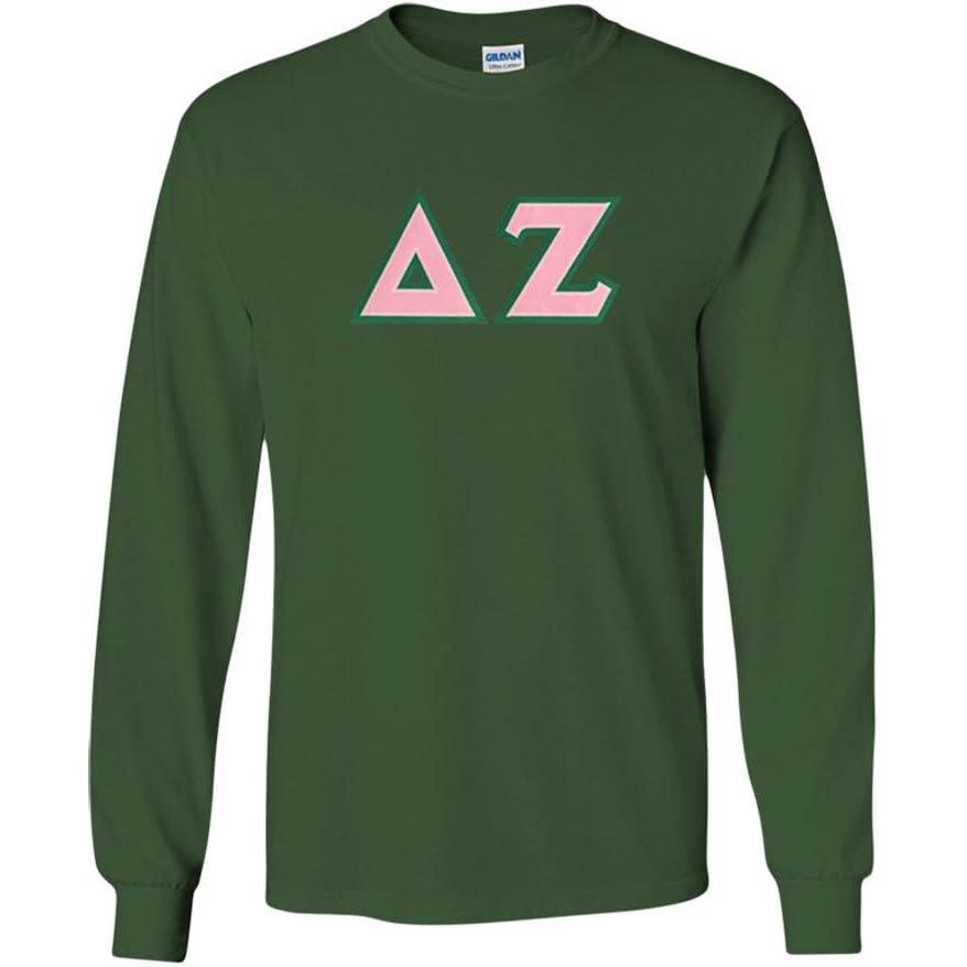 imageDelta Zeta Lettered Long Sleeve TeeForest Green