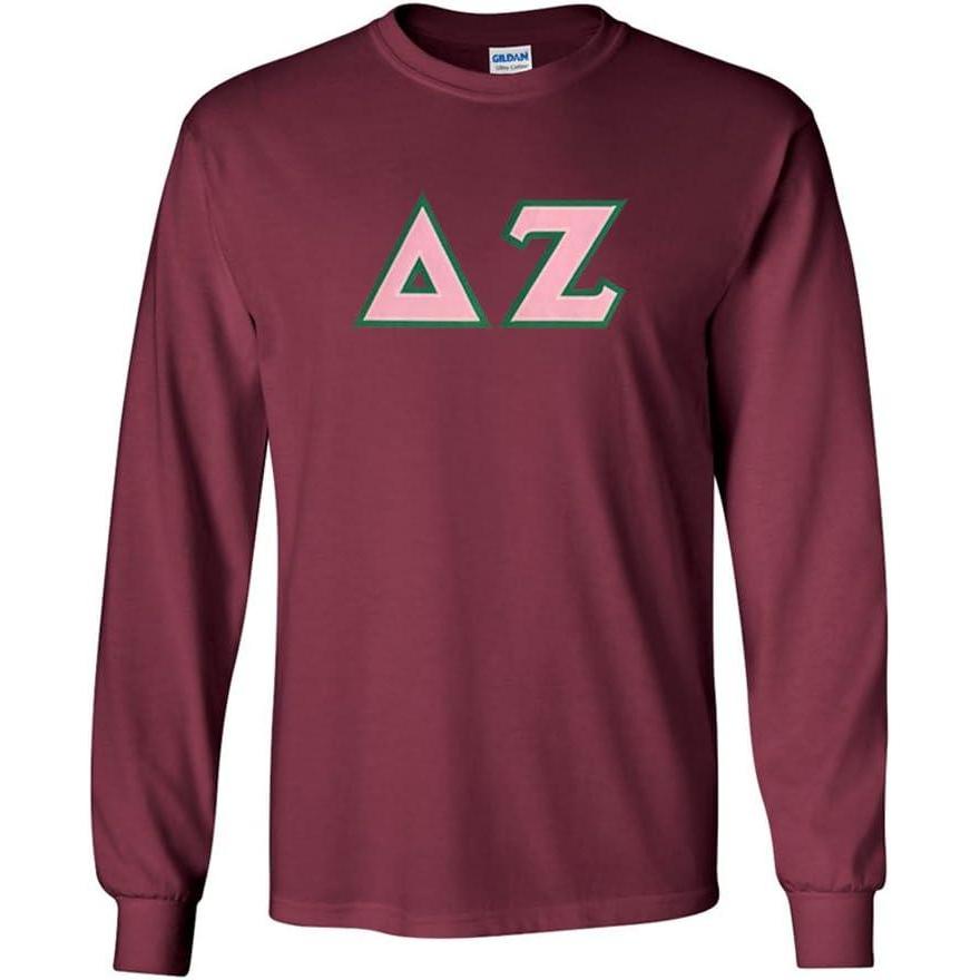 imageDelta Zeta Lettered Long Sleeve TeeMaroon