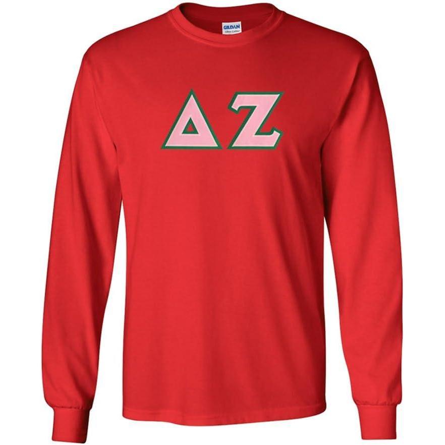 imageDelta Zeta Lettered Long Sleeve TeeRed