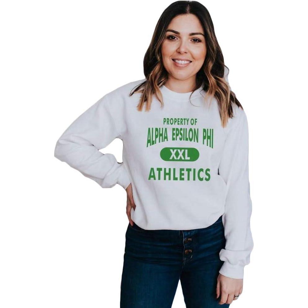 imageGreekgear Alpha Epsilon Phi Athletics Crewneck SweatshirtWhite