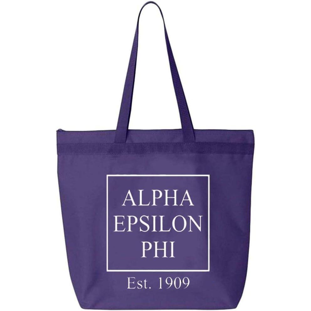imageGreekgear Alpha Epsilon Phi Box Tote BagPurple