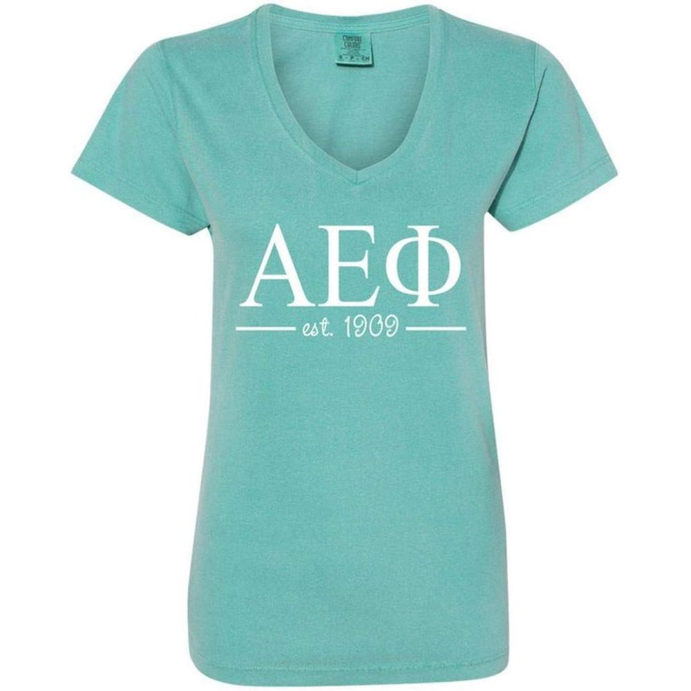 imageGreekgear Alpha Epsilon Phi Est VNeck TShirtLagoon