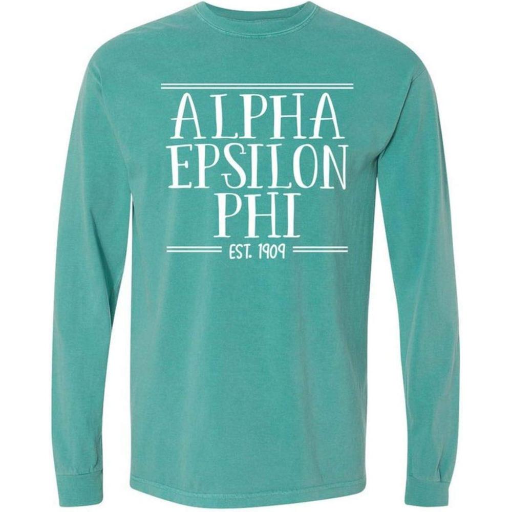 imageGreekgear Alpha Epsilon Phi Established Long Sleeve TShirtLagoon