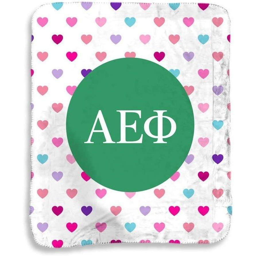 imageGreekgear Alpha Epsilon Phi Hearts Sherpa Lap Blanket