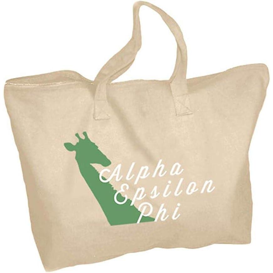 imageGreekgear Alpha Epsilon Phi Mascot Zippered Tote Bag Natural
