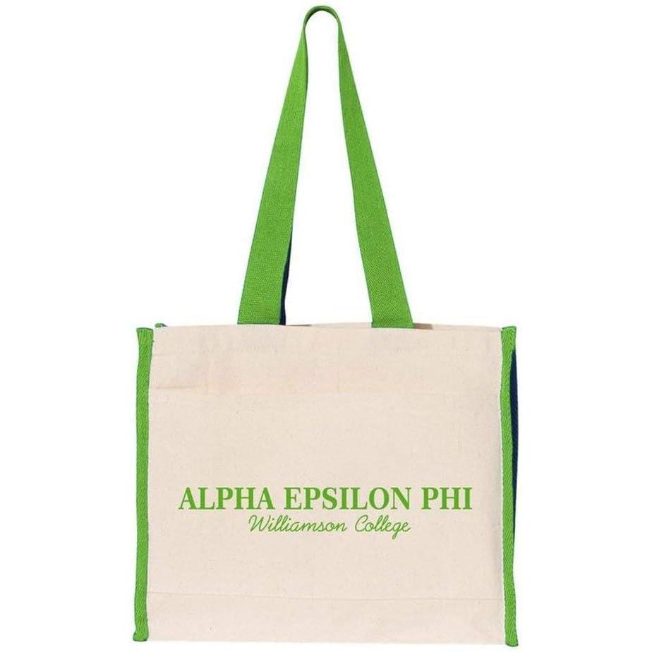 imageGreekgear Alpha Epsilon Phi Tote with Contrastcolor Handles NaturalLime