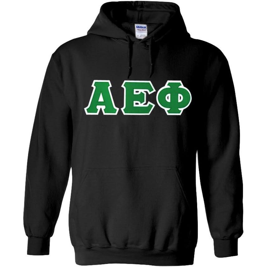 imageGreekgear Alpha Epsilon Phi Twill Lettered Hooded SweatshirtBlack