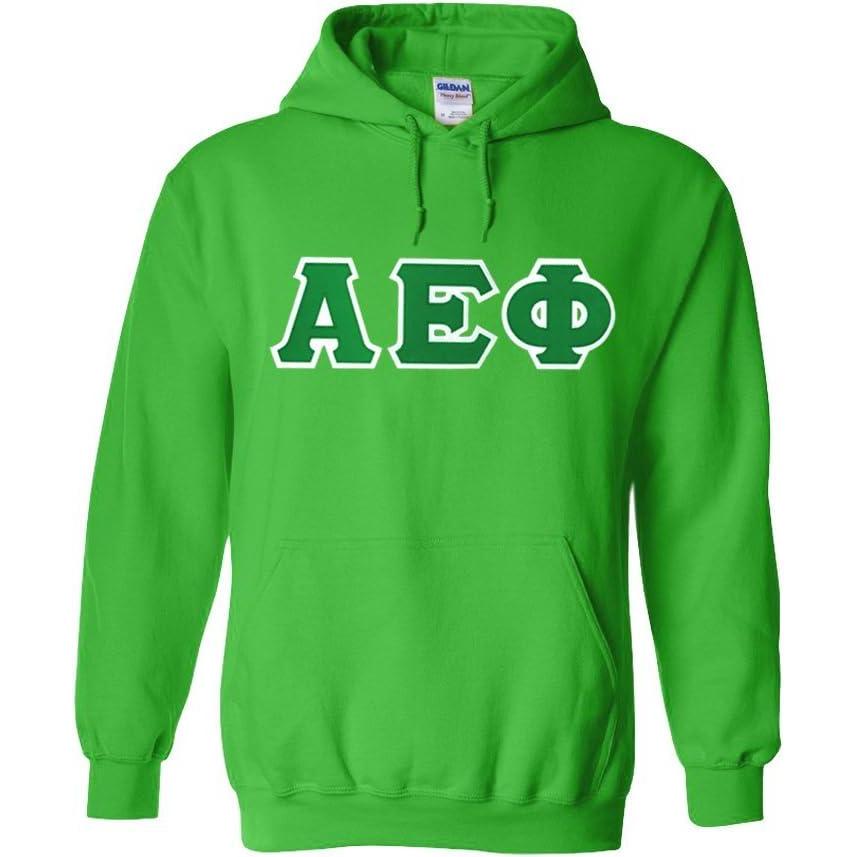 imageGreekgear Alpha Epsilon Phi Twill Lettered Hooded SweatshirtIrish Green