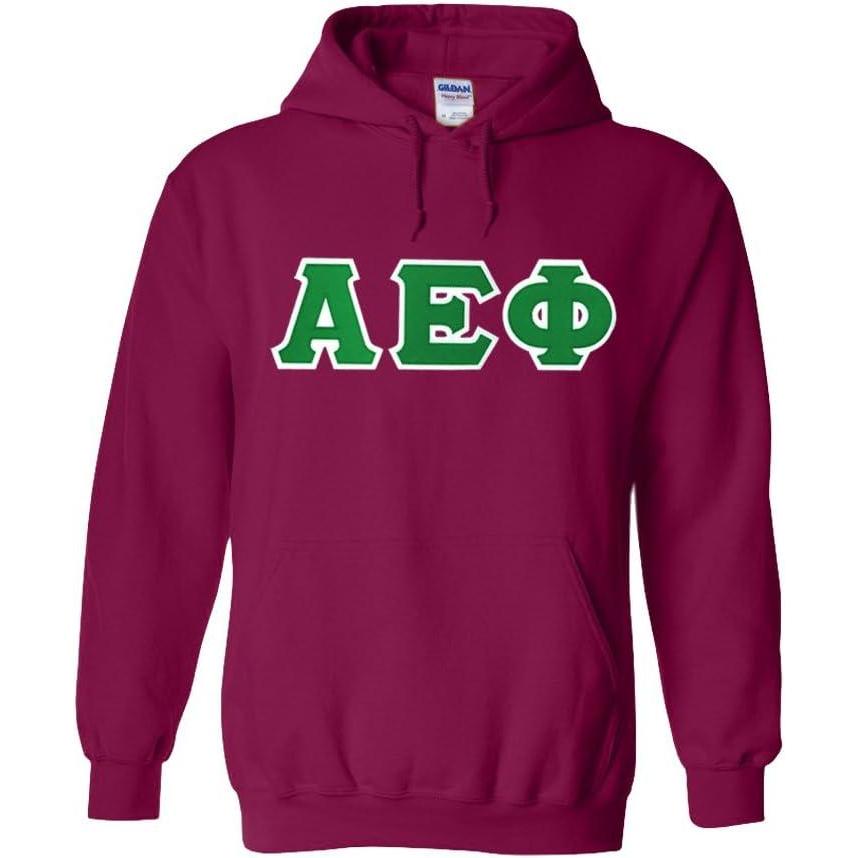imageGreekgear Alpha Epsilon Phi Twill Lettered Hooded SweatshirtMaroon