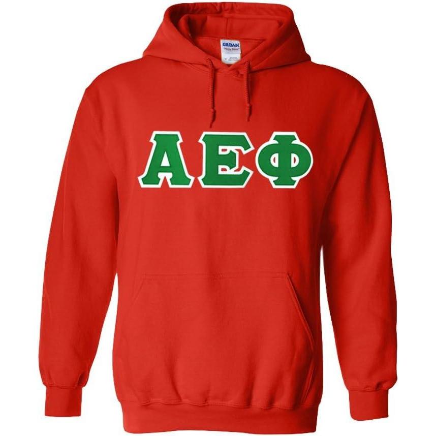 imageGreekgear Alpha Epsilon Phi Twill Lettered Hooded SweatshirtRed