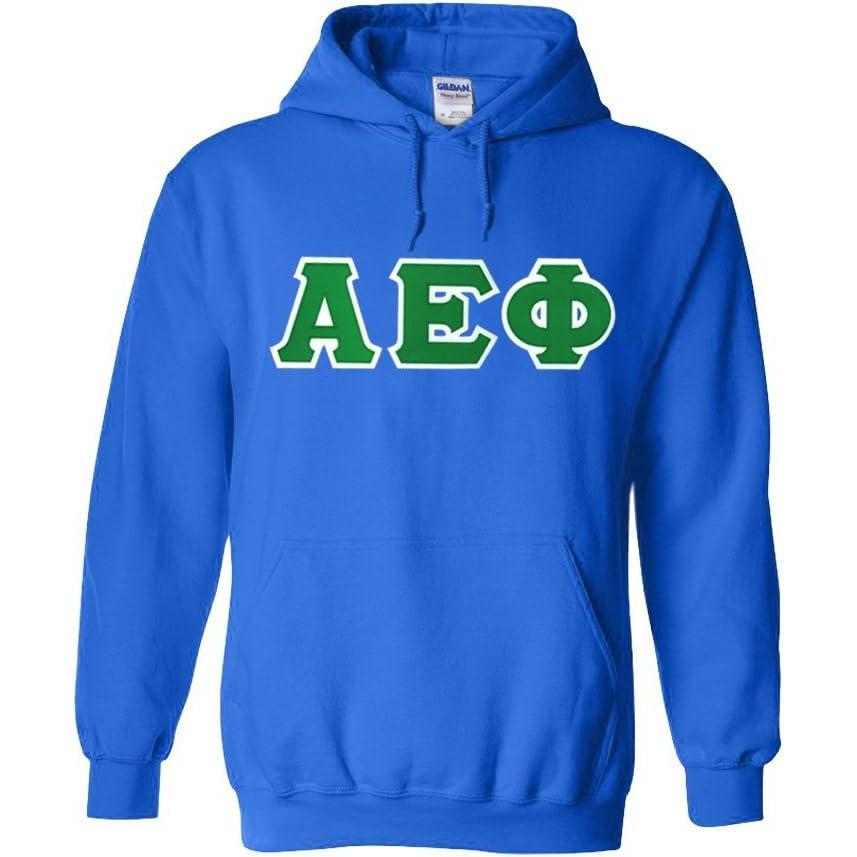 imageGreekgear Alpha Epsilon Phi Twill Lettered Hooded SweatshirtRoyal Blue