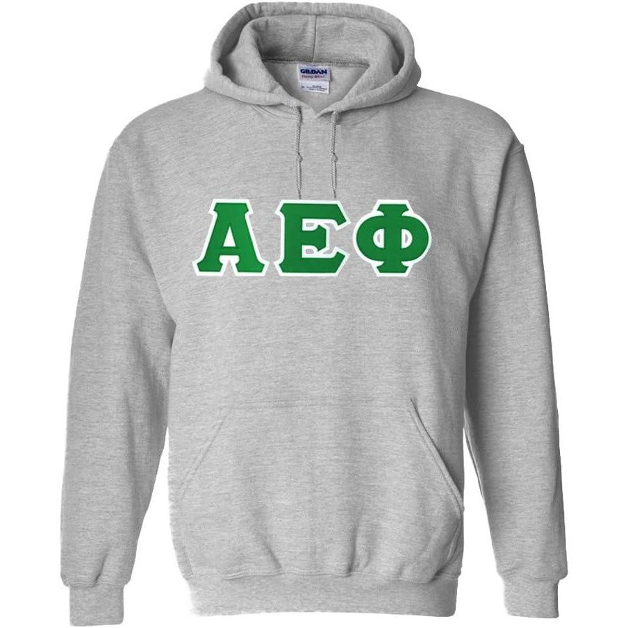 imageGreekgear Alpha Epsilon Phi Twill Lettered Hooded SweatshirtSports Grey