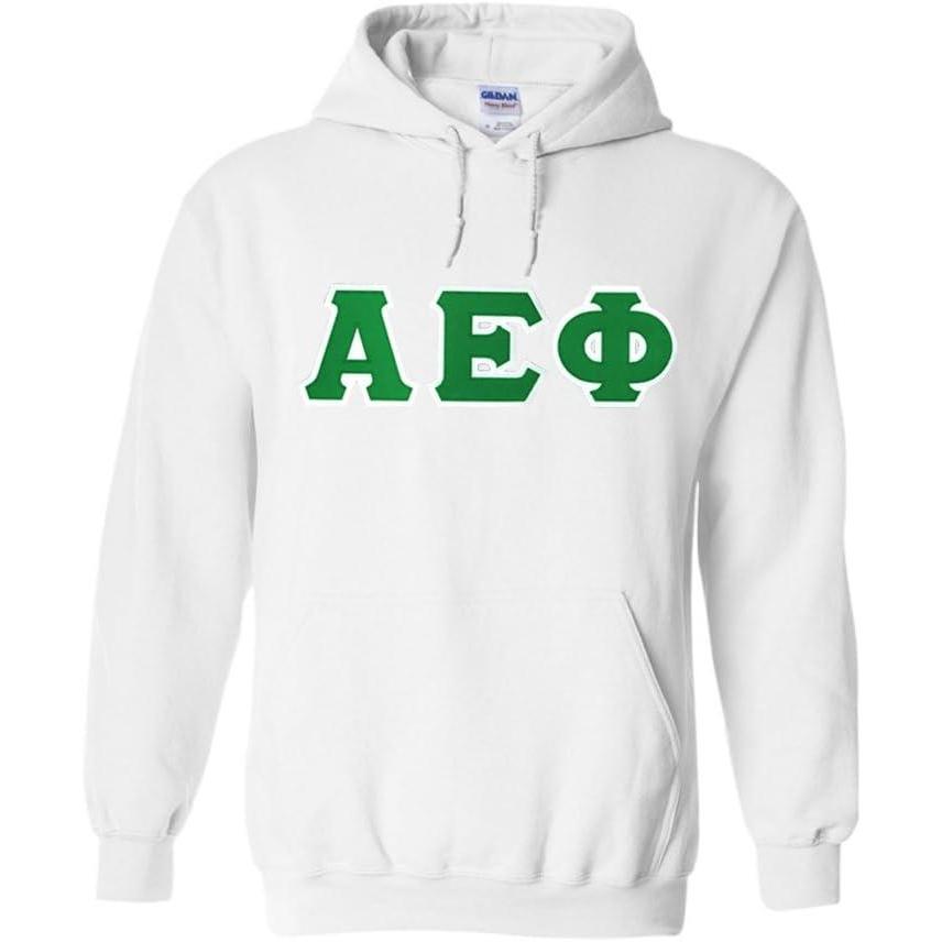 imageGreekgear Alpha Epsilon Phi Twill Lettered Hooded SweatshirtWhite