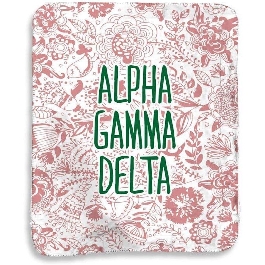 imageGreekgear Alpha Gamma Delta Floral Sherpa Lap Blanket