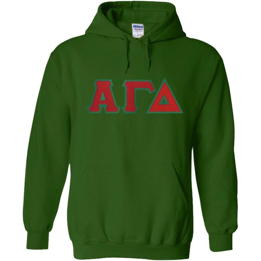 imageGreekgear Alpha Gamma Delta Lettered Hooded SweatshirtForest Green
