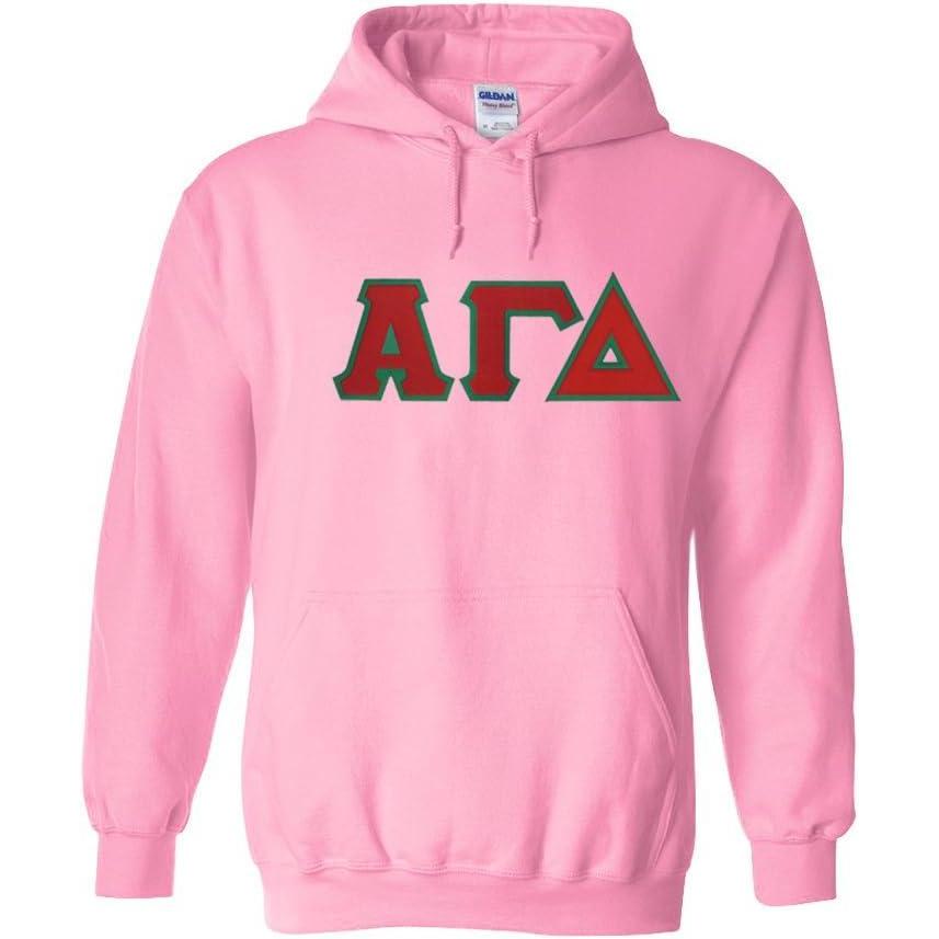 imageGreekgear Alpha Gamma Delta Lettered Hooded SweatshirtLight Pink