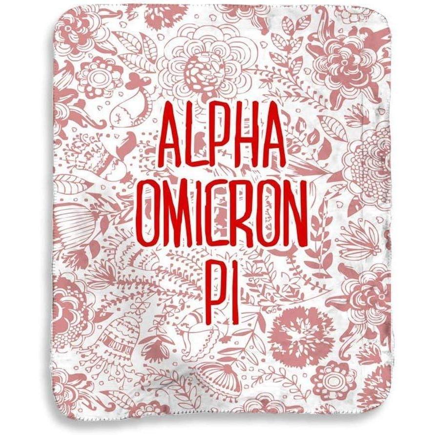 imageGreekgear Alpha Omicron Pi AOII Floral Sherpa Lap Blanket
