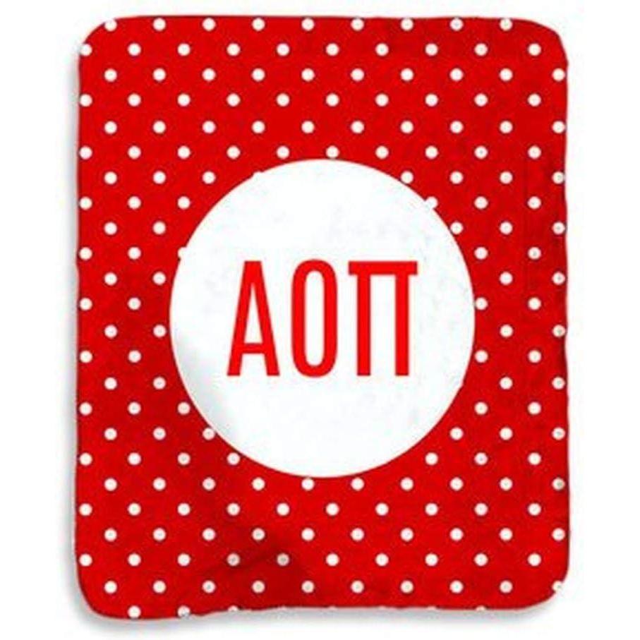 imageGreekgear Alpha Omicron Pi AOII Polka Dots Sherpa Lap Blanket