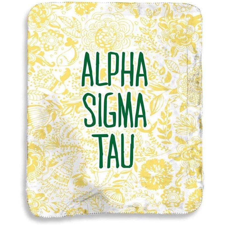 imageGreekgear Alpha Sigma Tau AST Floral Sherpa Lap Blanket