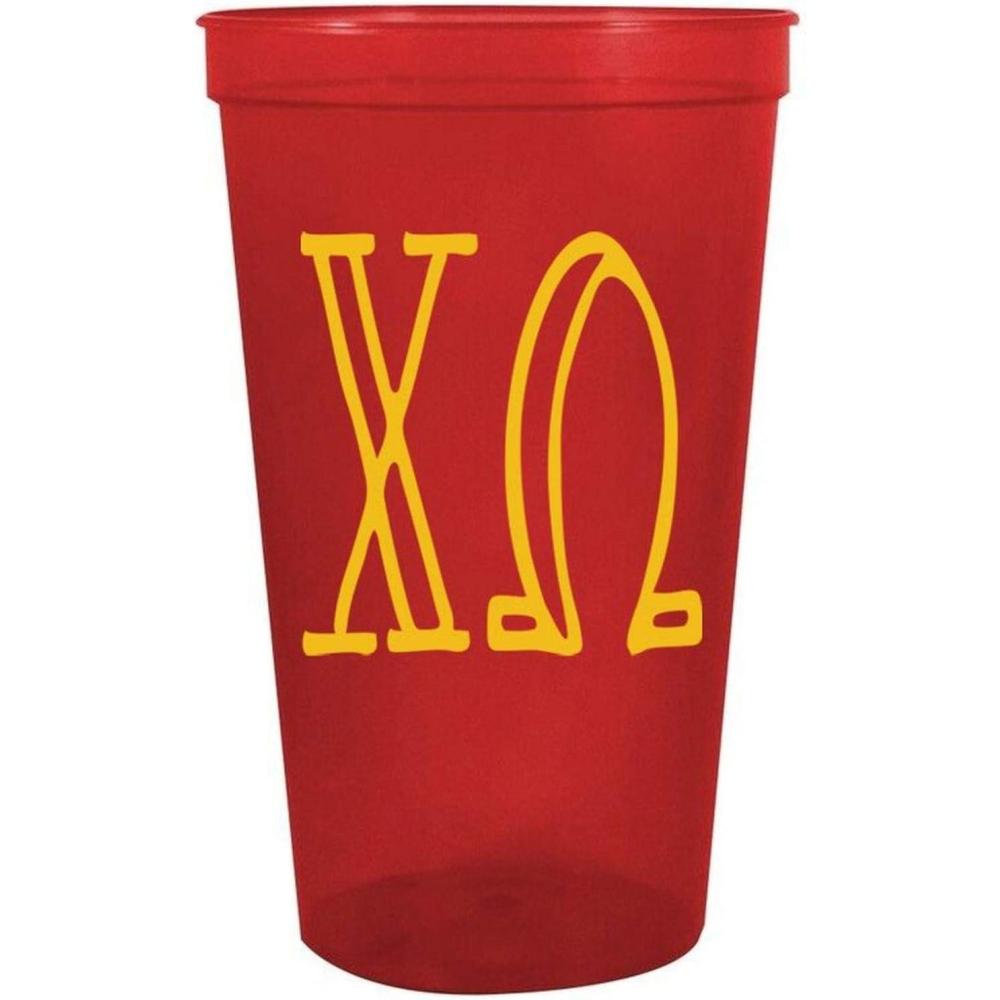 imageGreekgear Chi Omega Carson Stadium 22 Oz Cup Pack of 4 Red