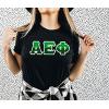 Alpha Epsilon Phi Two Tone Greek Lettered T-Shirt(Black)
