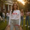 Greekgear Women’s Alpha Gamma Delta Lettered Thigh Sweatpants(Sports Grey)