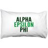 Alpha Epsilon Phi Name Stack Pillow Cover White w/Dark Green/Kelly Green Imprint Color