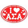Alpha Sigma Alpha ASA I Love Sorority Sticker-Oval