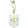 Alpha Sigma Tau AST Holiday Color Snowflake Glass Christmas Ornament