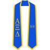Alpha Xi Delta Greek 2 Tone Lettered Graduation Sash Stole(Royal W/Athletic Gold Trim)