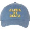 Alpha Xi Delta Pigment Dyed Baseball Cap(Blue Jean W/Light Gold Thread Color)