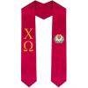 Chi Omega Chi O Greek Lettered Graduation Sash Stole With Crest(Red)