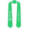 Custom Alpha Epsilon Phi Greek 2 Tone Lettered Graduation Sash Stole w/Year(Kelly Green W/White Trim)