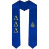 Delta Delta Delta Greek Lettered Graduation Sash Stole With Crest(Royal Blue)