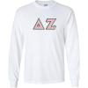 Delta Zeta Lettered Long Sleeve Tee(White)