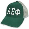Greekgear Alpha Epsilon Phi Distressed Trucker Hat Forest/Tan