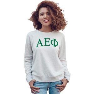 Alpha Epsilon Phi Arched Greek Lettered Crewneck Sweatshirt(Light Grey)