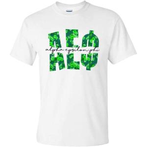 Alpha Epsilon Phi Floral Big Lettered T-Shirt(White)