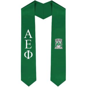 Alpha Epsilon Phi Greek Lettered Graduation Sash Stole With Crest(Hunter Green)