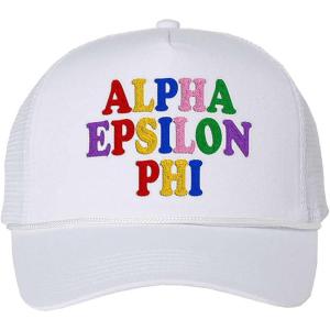 Alpha Epsilon Phi Rainbow Trucker Hat White