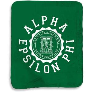 Alpha Epsilon Phi Seal Sherpa Giant Blanket Forest Green
