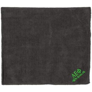 Alpha Epsilon Phi Sherpa Blanket Charcoal w/Kelly Green Thread Color