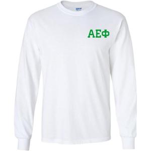 Alpha Epsilon Phi World Famous Crest Long Sleeve T-Shirt(White)