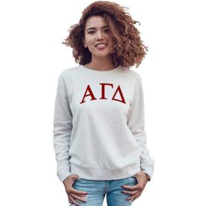 Alpha Gamma Delta Arched Greek Lettered Crewneck Sweatshirt(Light Grey)