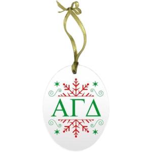 Alpha Gamma Delta Holiday Color Snowflake Glass Christmas Ornament
