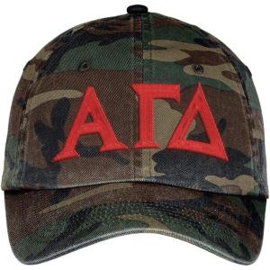 Alpha Gamma Delta Lettered Camouflage Hat Military Camo